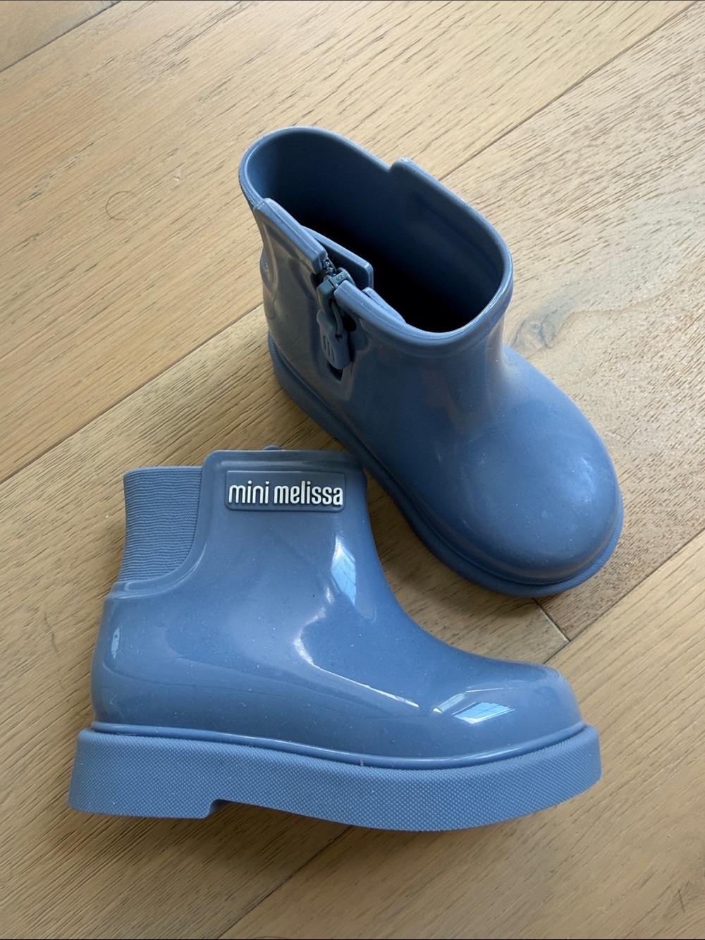 Mini Melissa Glossy Dusty Blue Kids Rain Boots baby toddler size 6